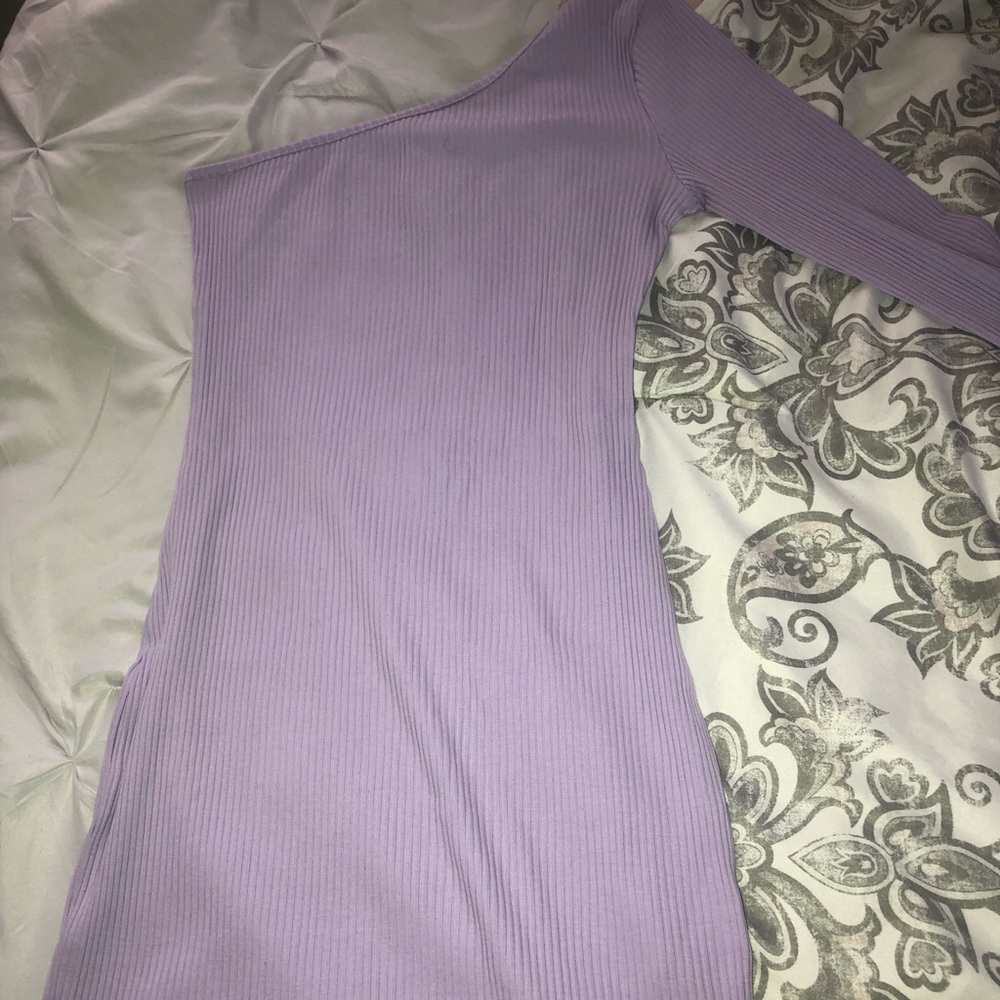 Lavender Purple One Sleeve Fitted Dress